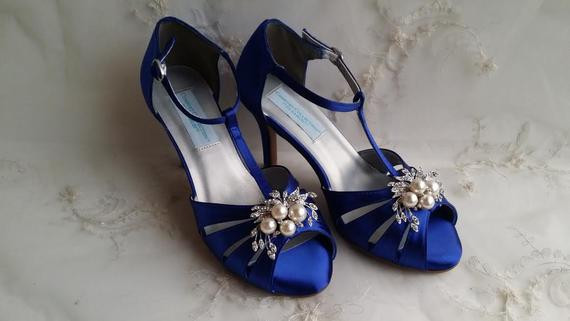 Cobalt Blue Wedding Shoes
 Cobalt Blue Wedding Shoes with pearl and crystal brooch Blue