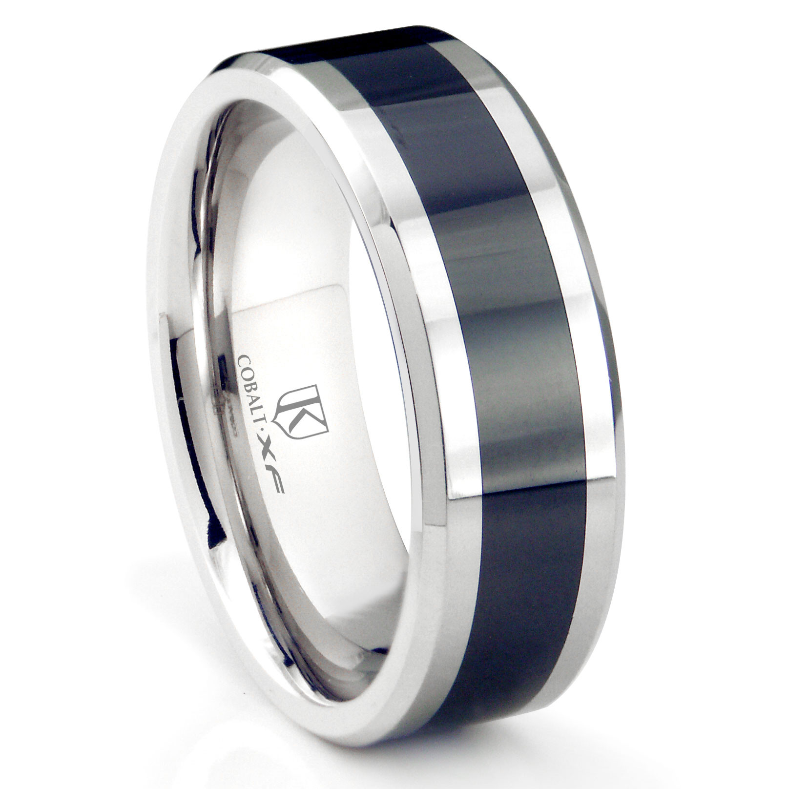 Cobalt Wedding Rings
 Cobalt XF Chrome 8MM Two Tone Beveled Polished Wedding