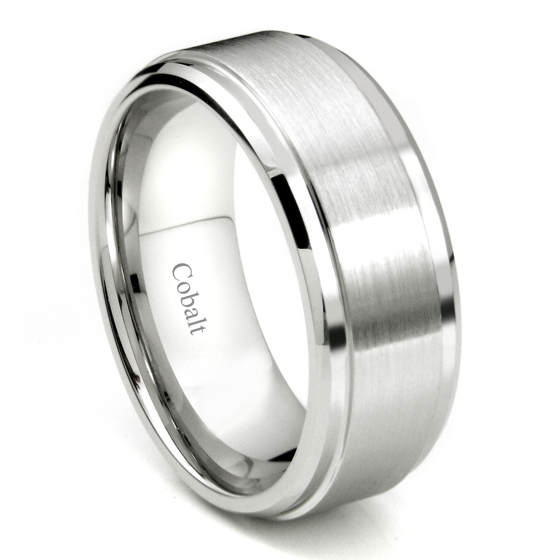 Cobalt Wedding Rings
 Cobalt XF Chrome 9MM Brush Center Wedding Band Ring