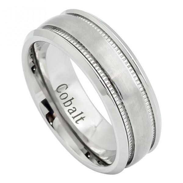 Cobalt Wedding Rings
 Cobalt Mens Wedding Ring 8MM Brushed Flat Center with
