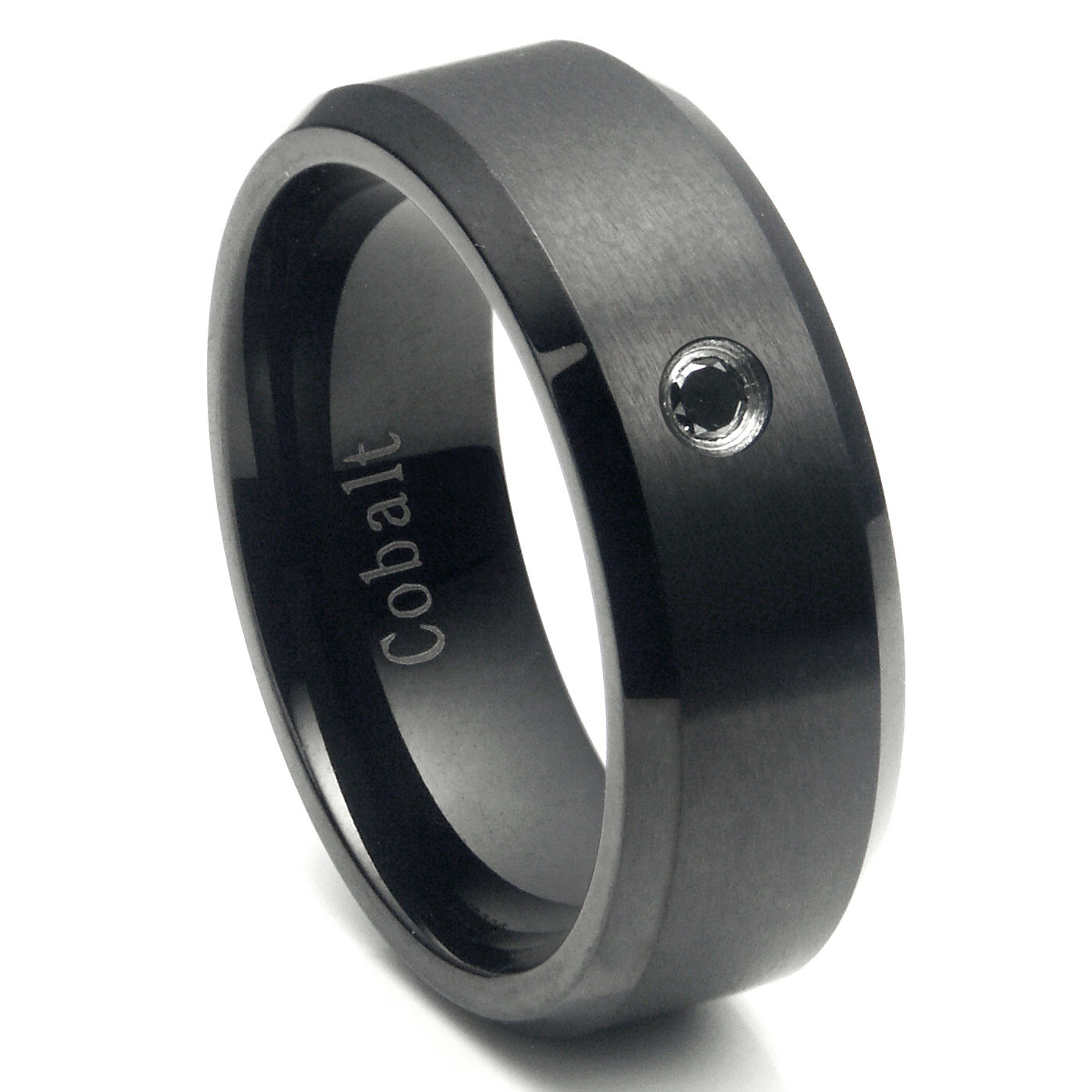 Cobalt Wedding Rings
 Cobalt Chrome Black Plated Black Diamond Wedding Band Ring