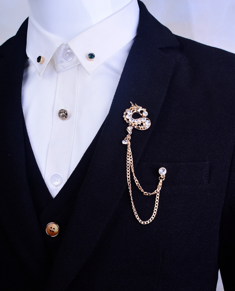 Collar Brooches
 High end Men s Suit Blouse Tassel Brooch Collar Clip