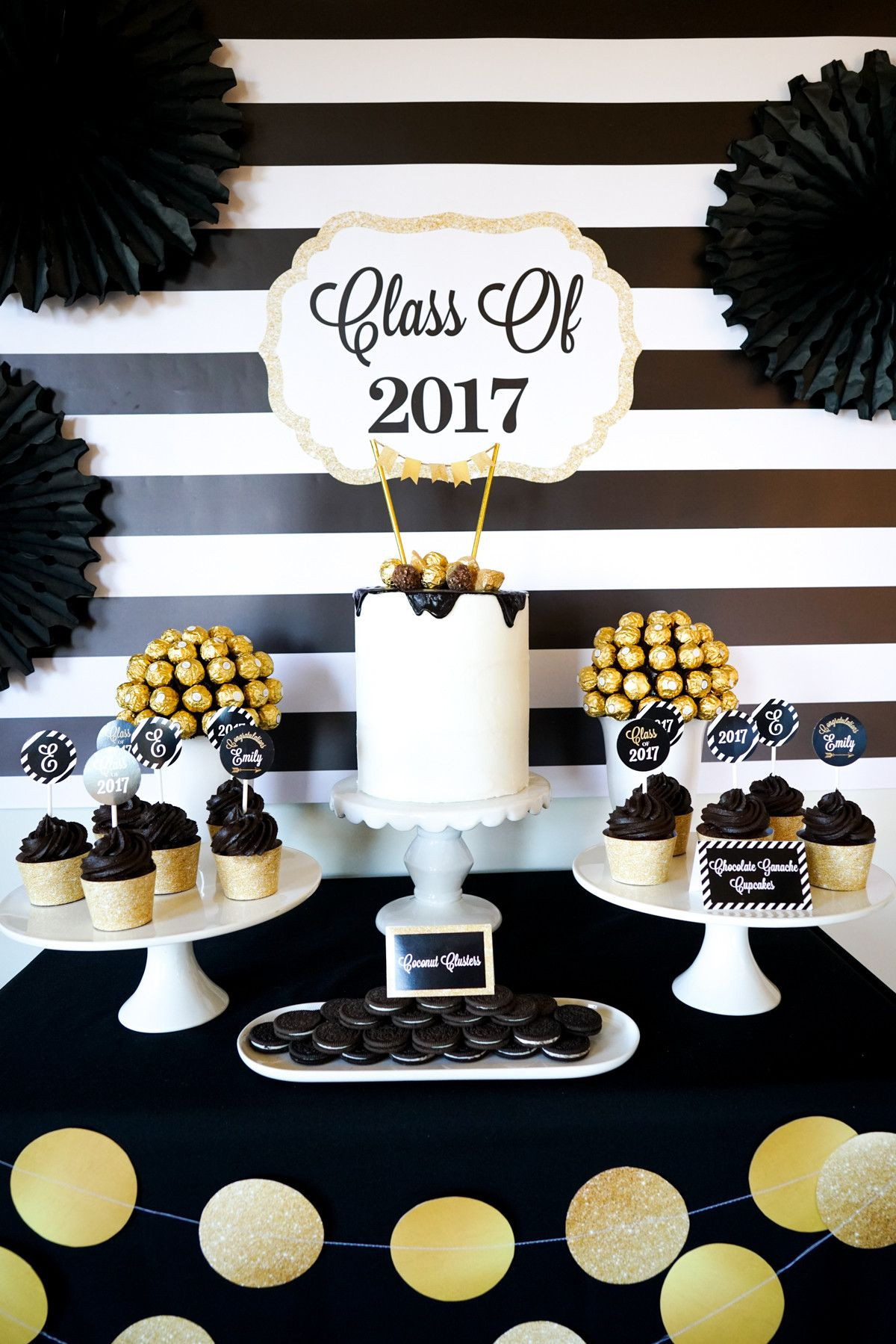 College Graduation Ideas Party
 CREATE THIS BEAUTIFUL BOLD BLACK AND GOLD GRADUATION SET