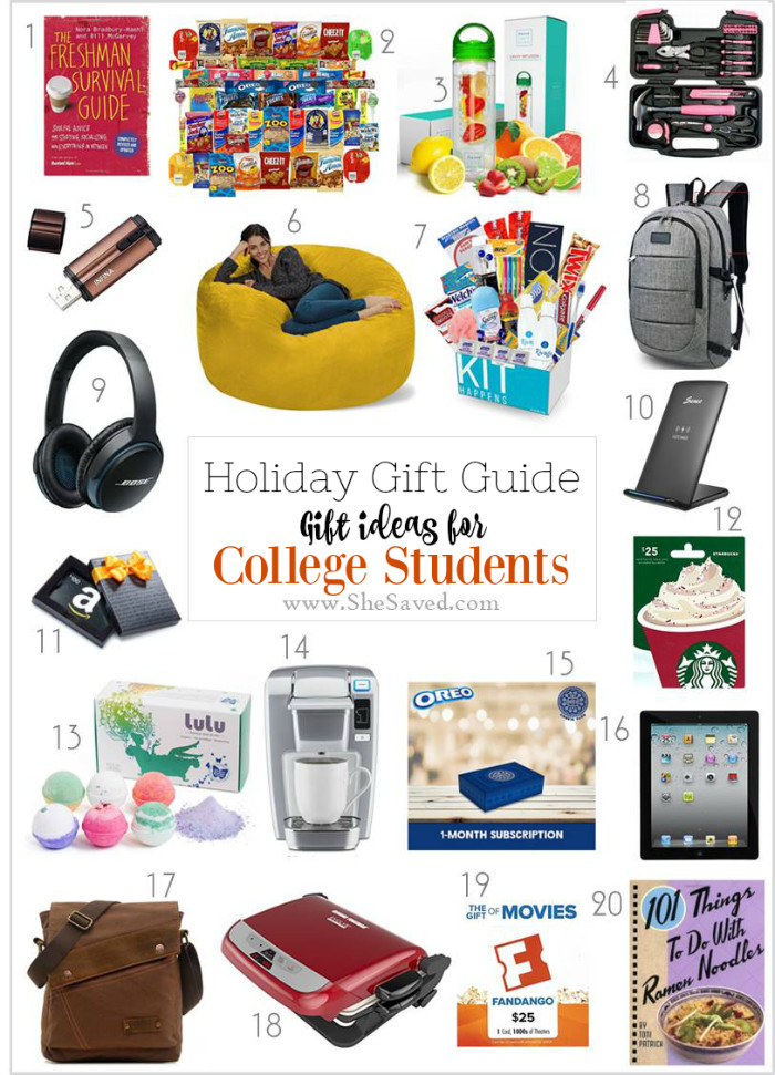 College Student Christmas Gift Ideas
 HOLIDAY GIFT GUIDE Gifts for College Students SheSaved