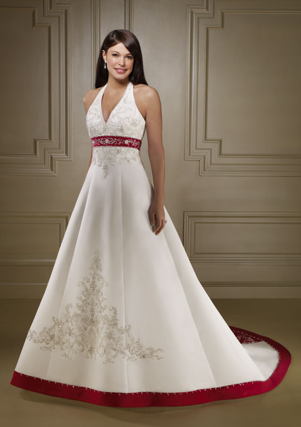 Color Accented Wedding Dresses
 Formal Wedding Dresses Red Color Accent Wedding Dress