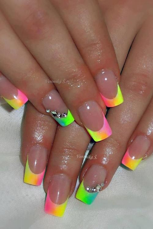 Colored French Tip Nail Designs
 Nail Art Multi spring color french tip for more findings
