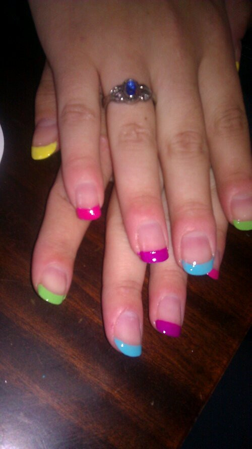 Colored French Tip Nail Designs
 Multi colored French tips nail art