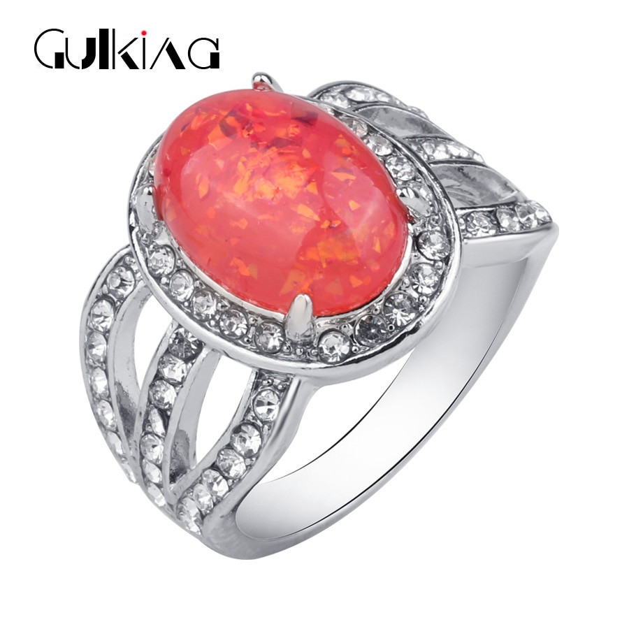 Colored Stone Wedding Rings
 Gulkina Fashion Women Dream Color Stone Wedding Rings