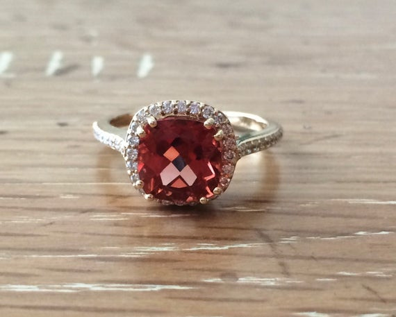 Colored Stone Wedding Rings
 Colored Stone Engagement Ring Halo Engagement Ring by