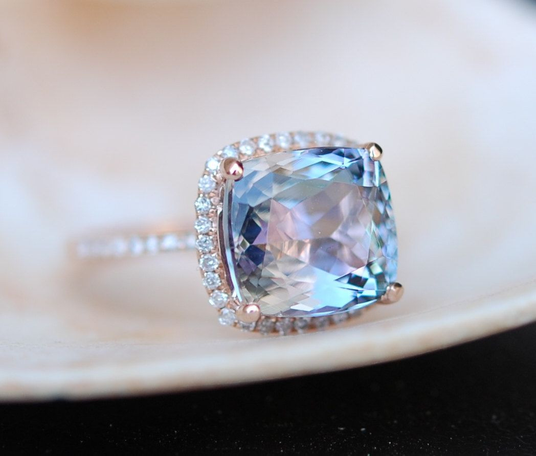 Colored Stone Wedding Rings
 Tanzanite Ring Rose Gold Engagement Ring by EidelPrecious