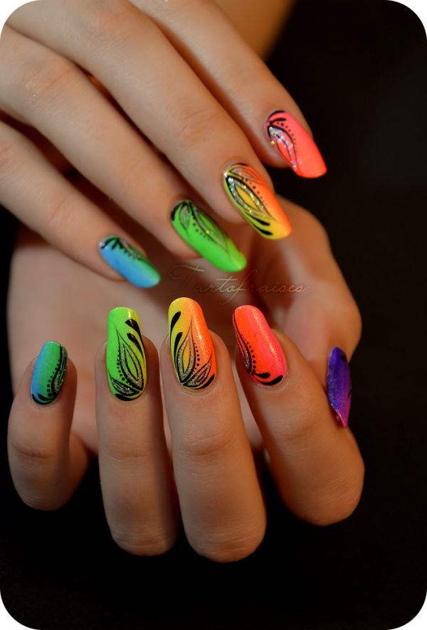 Colorful Nail Ideas
 Bright colors nail art design in 2019
