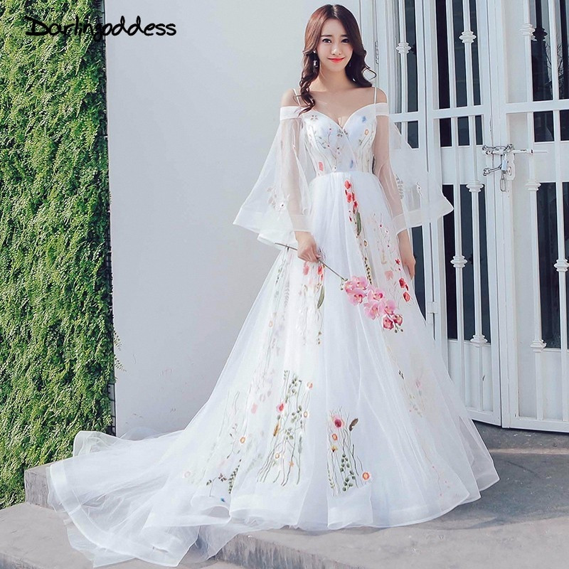 Colorful Wedding Gowns
 Real Beach Wedding Dress 2018 Spaghetti Strap