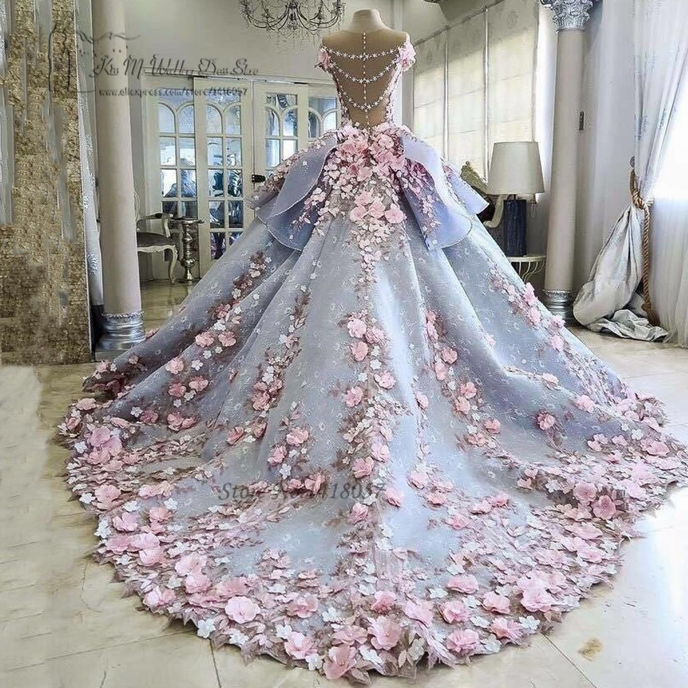Colorful Wedding Gowns
 Colorful Luxury Wedding Dresses Pink Flowers Dreamy Ball