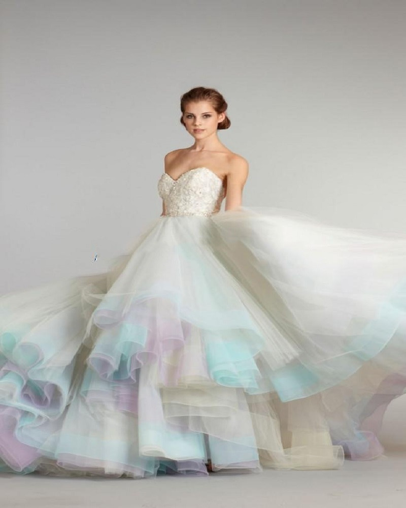 Colorful Wedding Gowns
 New Arrival A Line Colorful Wedding Dresses 2016