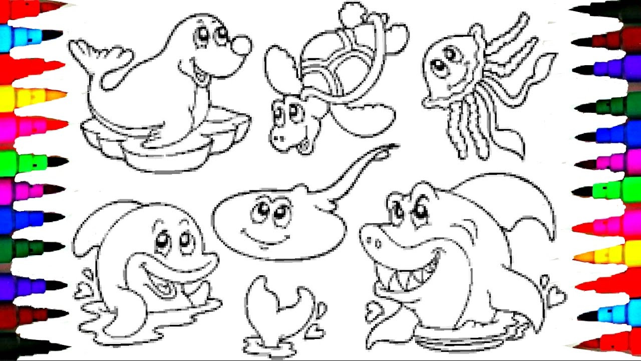 Coloring Animals For Kids
 Coloring Pages Sea Animals Coloring Book Videos For
