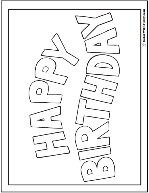Coloring Birthday Cards
 55 Birthday Coloring Pages Customizable PDF