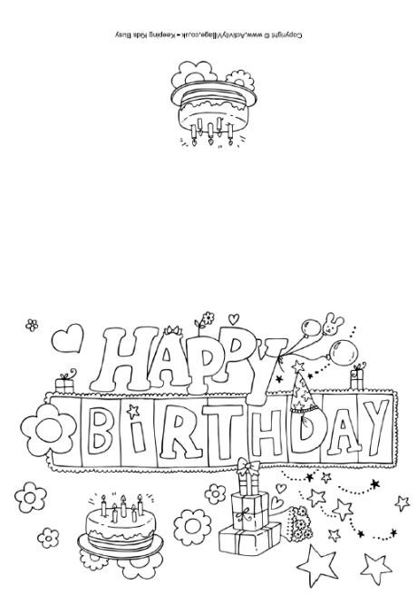 Coloring Birthday Cards
 Happy Birthday Colouring Card