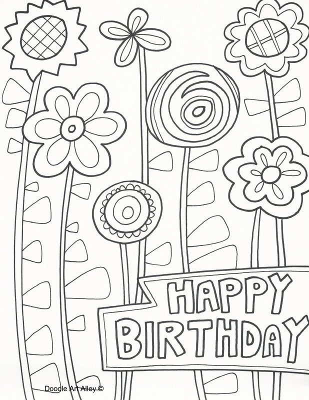 Coloring Birthday Cards
 Birthday Coloring Pages Doodle Art Alley
