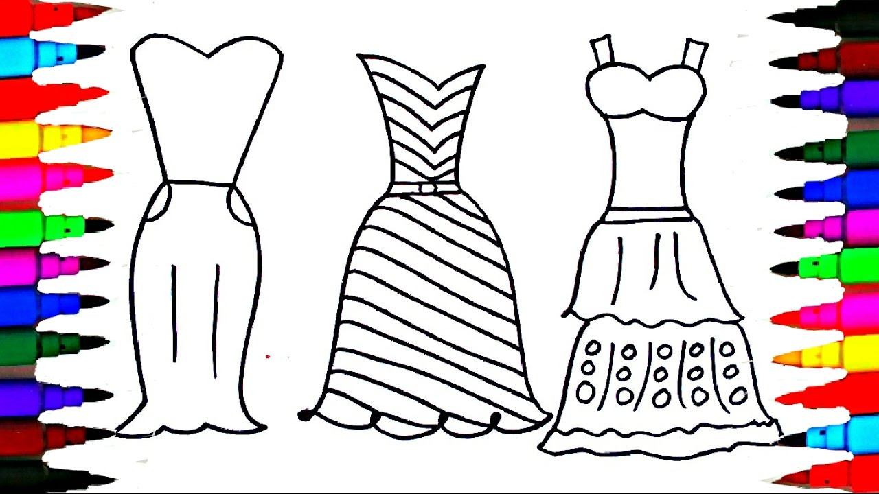 Coloring Book Pages For Girls
 Coloring Pages Dresses For Girls l Polkadots Drawing Pages