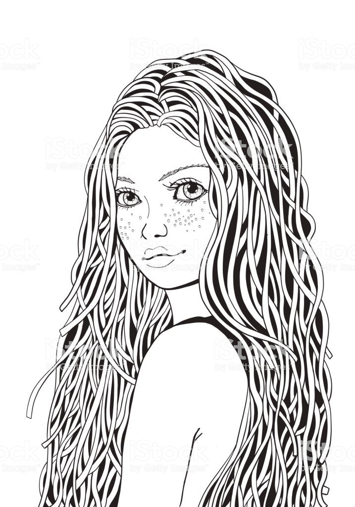 Coloring Book Pages For Teenage Girls
 Cute Girl Coloring Book Page For Adult Black And White