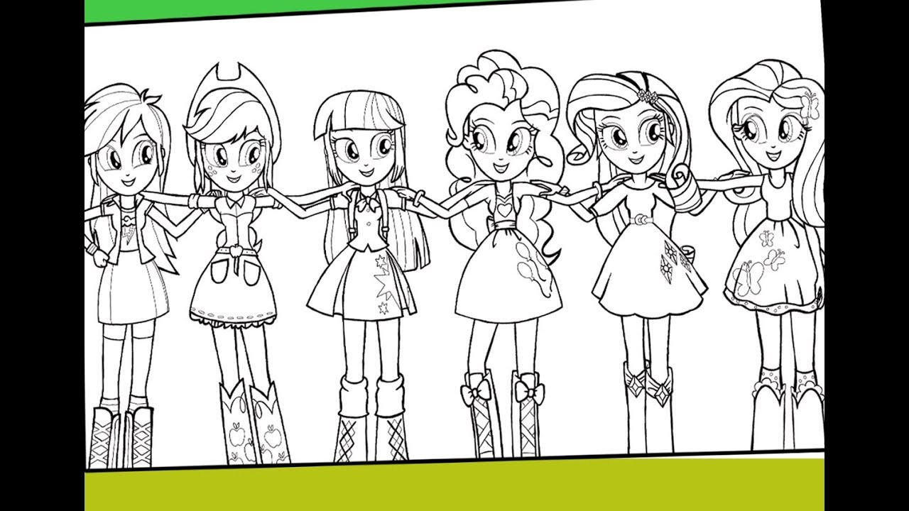 Coloring Book Pages Girls
 My little pony Equestria girls coloring for kids MLP