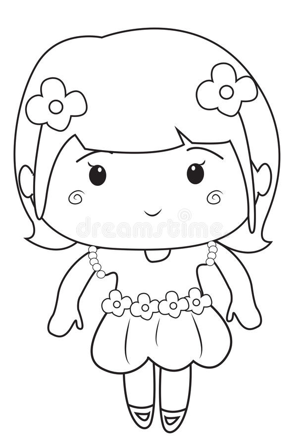 Coloring Books For Little Girls
 Little Girl Wearing A Dress Coloring Page Stock