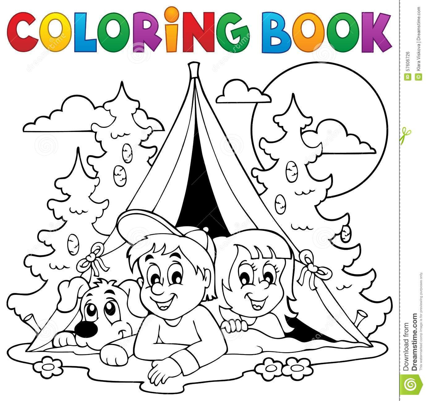 Coloring Books For Toddler
 Coloring Book Kids Camping In Forest Stock Vector Image