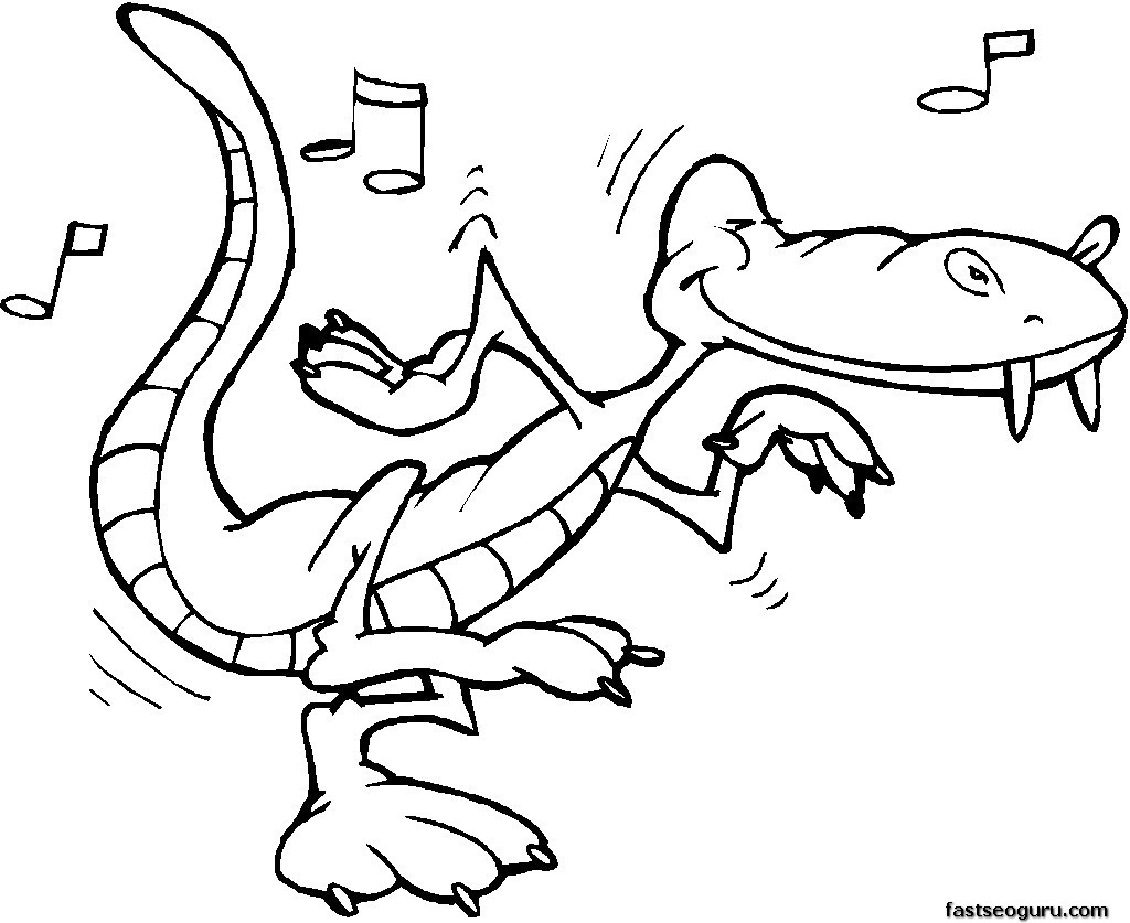 Coloring For Kids Online
 Kids coloring pages Alligator Rock And Roll online