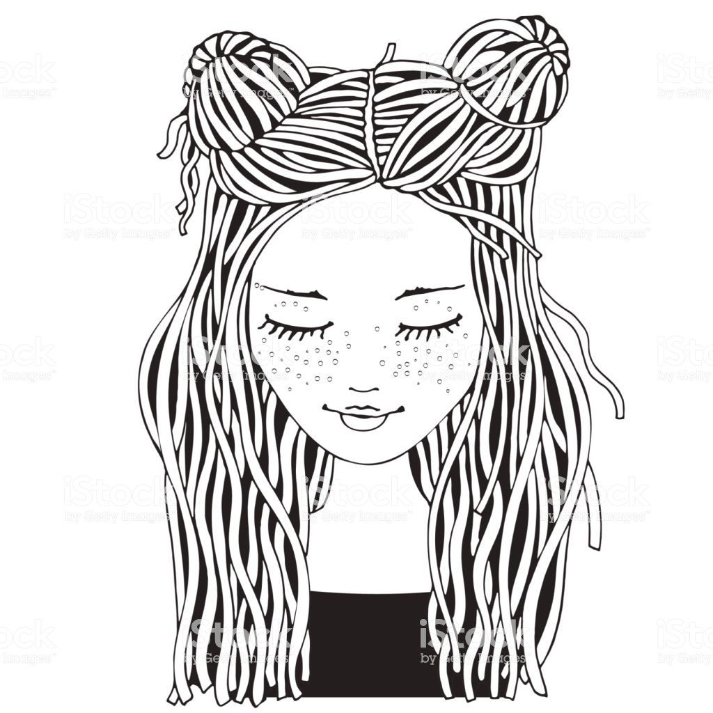 Coloring Pages For Adult Girls
 Cute Girl Coloring Book Page For Adult And Children Black