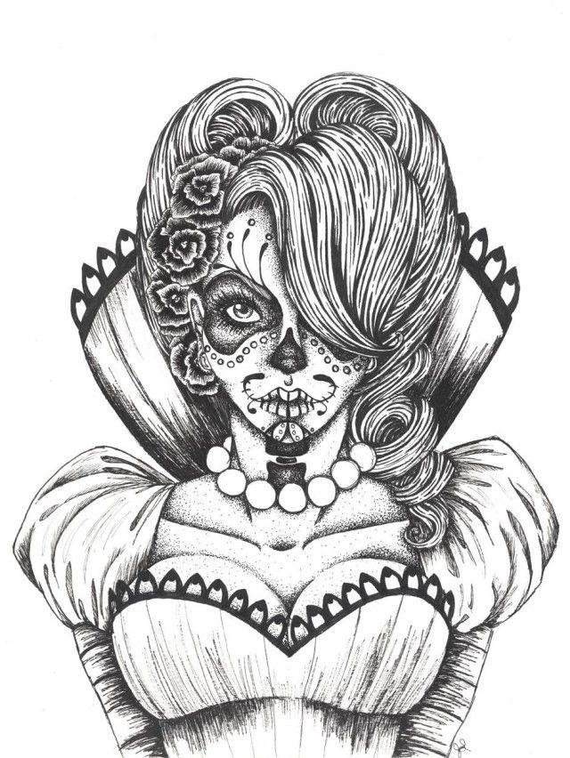Coloring Pages For Adult Girls
 This is Girl Sugar Skull Coloring Pages American Things