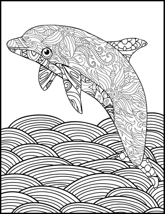 Coloring Pages For Adults Printable Free
 Printable Coloring Page Adult Coloring Page Dolphin
