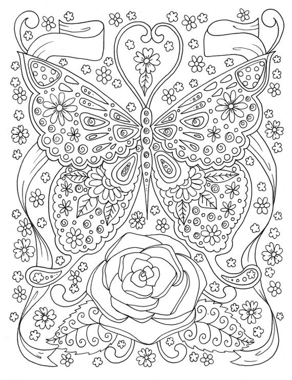 Coloring Pages For Adults Printable Free
 Butterfly Coloring page Adult Coloring Book Digital Coloring
