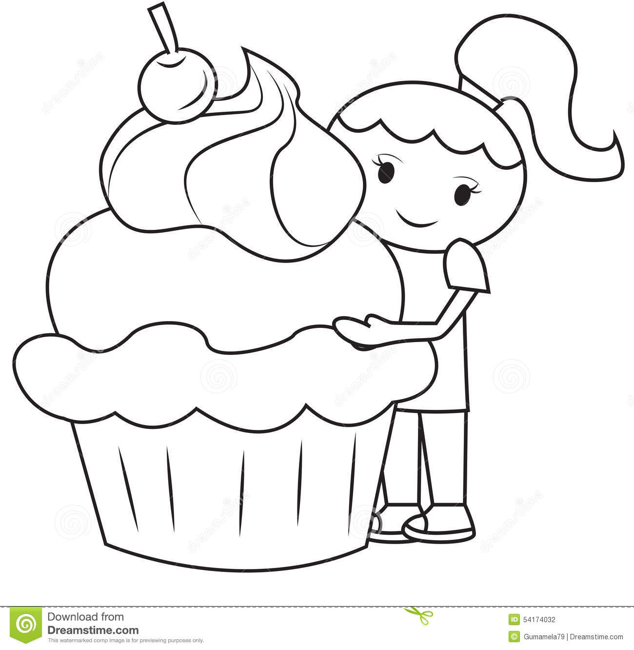 Coloring Pages For Big Kids
 The Girl And The Big Cupcake Coloring Page Stock