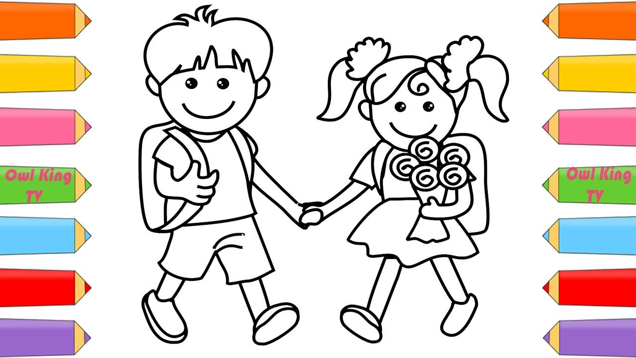 Coloring Pages For Boys And Girls
 School Girl and Boy Coloring Pages