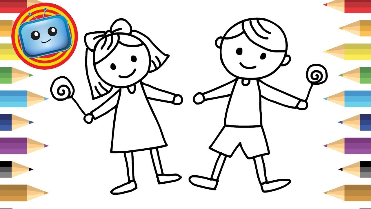 Coloring Pages For Boys Easy
 How to Draw Boy and Girl for kids