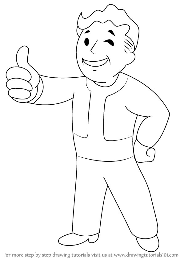 Coloring Pages For Boys Easy
 Learn How to Draw Vault Boy from Fallout Fallout Step by