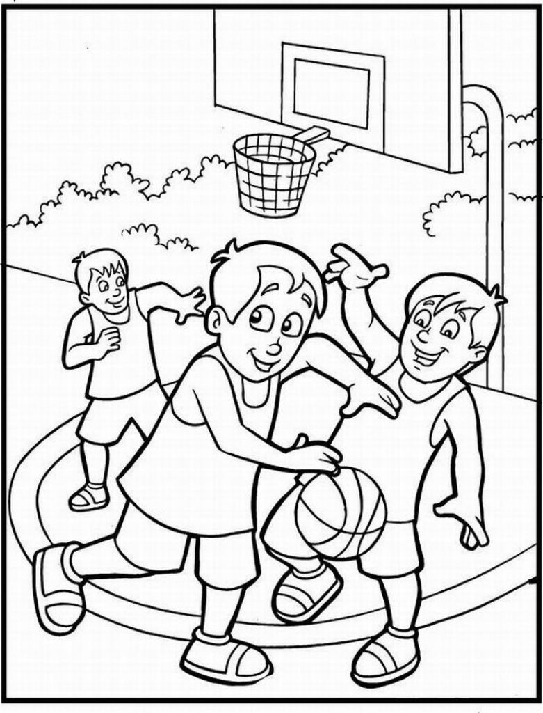 Coloring Pages For Boys Sports
 Free Printable Coloring Sheet Basketball Sport For Kids