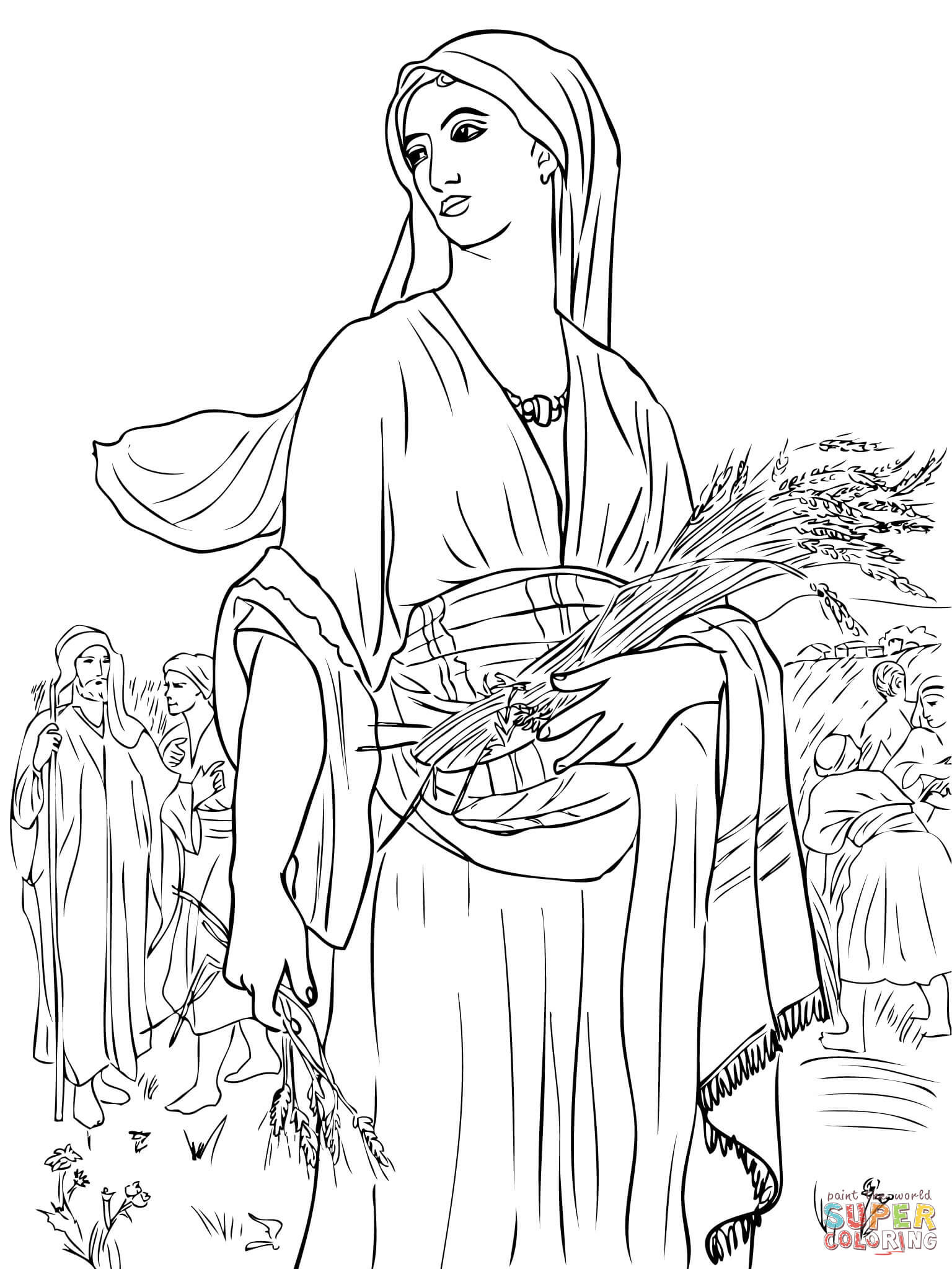 Coloring Pages For Children On The Story Of Ruth And Naomi
 Ruth and Naomi coloring page