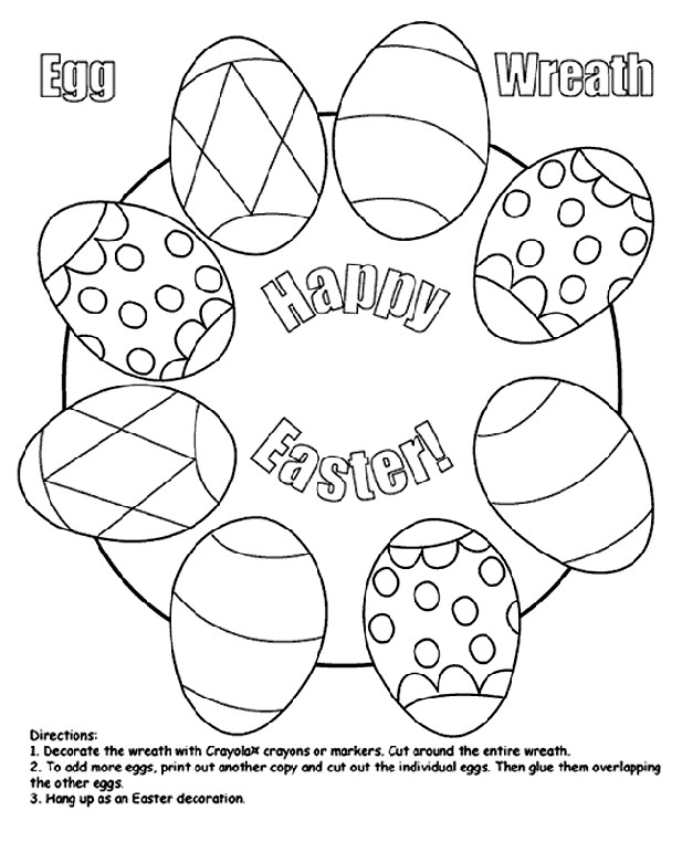 Coloring Pages For Easter Printable
 Easter Egg Wreath Coloring Page