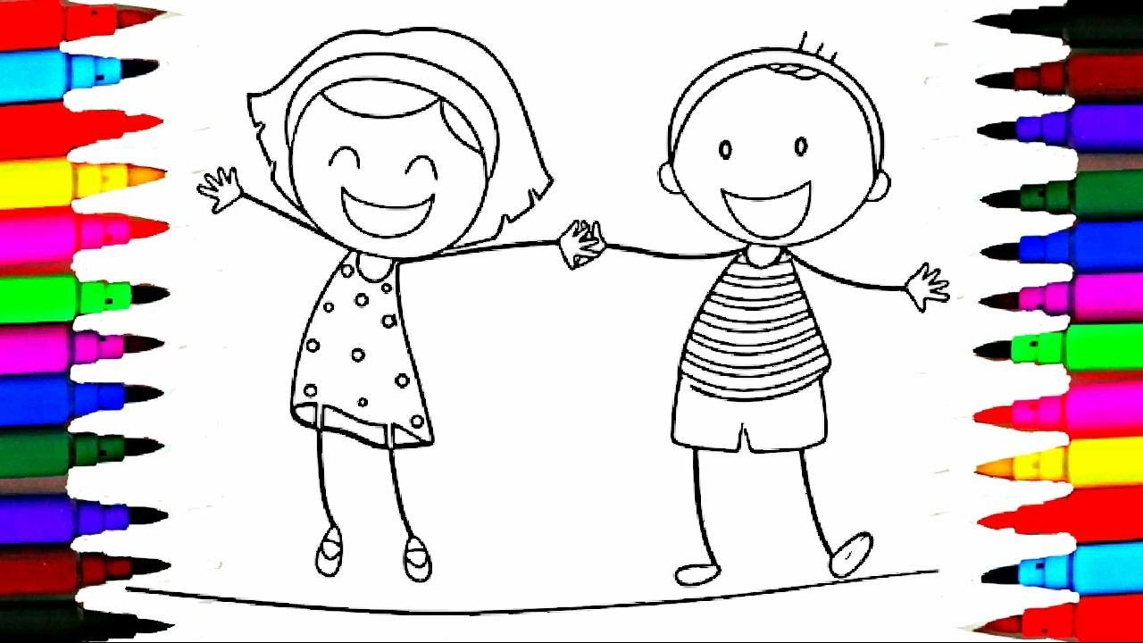 Coloring Pages For Girls And Boys
 School Girl and Boy Coloring Pages l Happy Kids Drawing