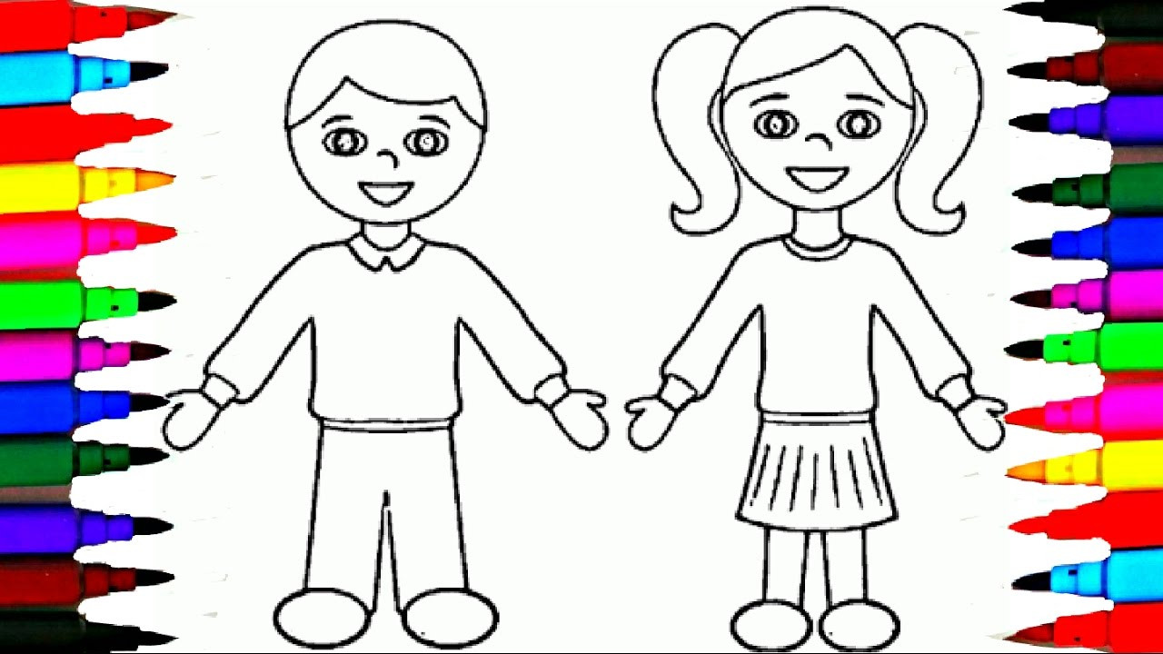 Coloring Pages For Girls And Boys
 School Girl and Boy Coloring Pages l Kids Drawing Coloring