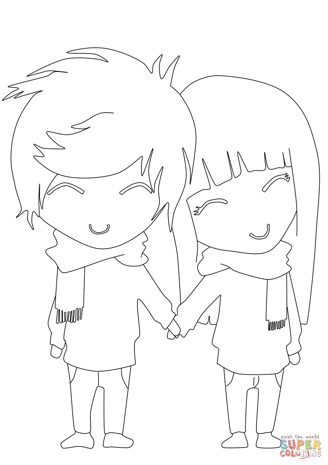 Coloring Pages For Girls And Boys
 Dibujo de Muchacho y muchacha del Anime para colorear