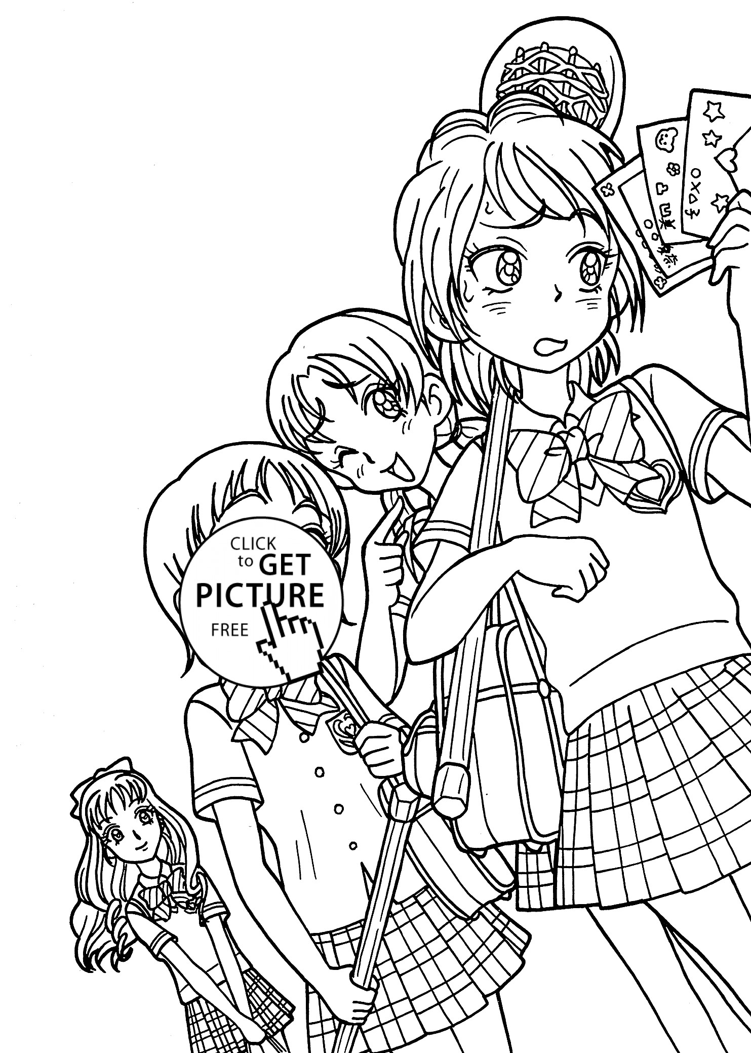 Coloring Pages For Girls Anime
 Girls from Pretty cure anime coloring pages for kids