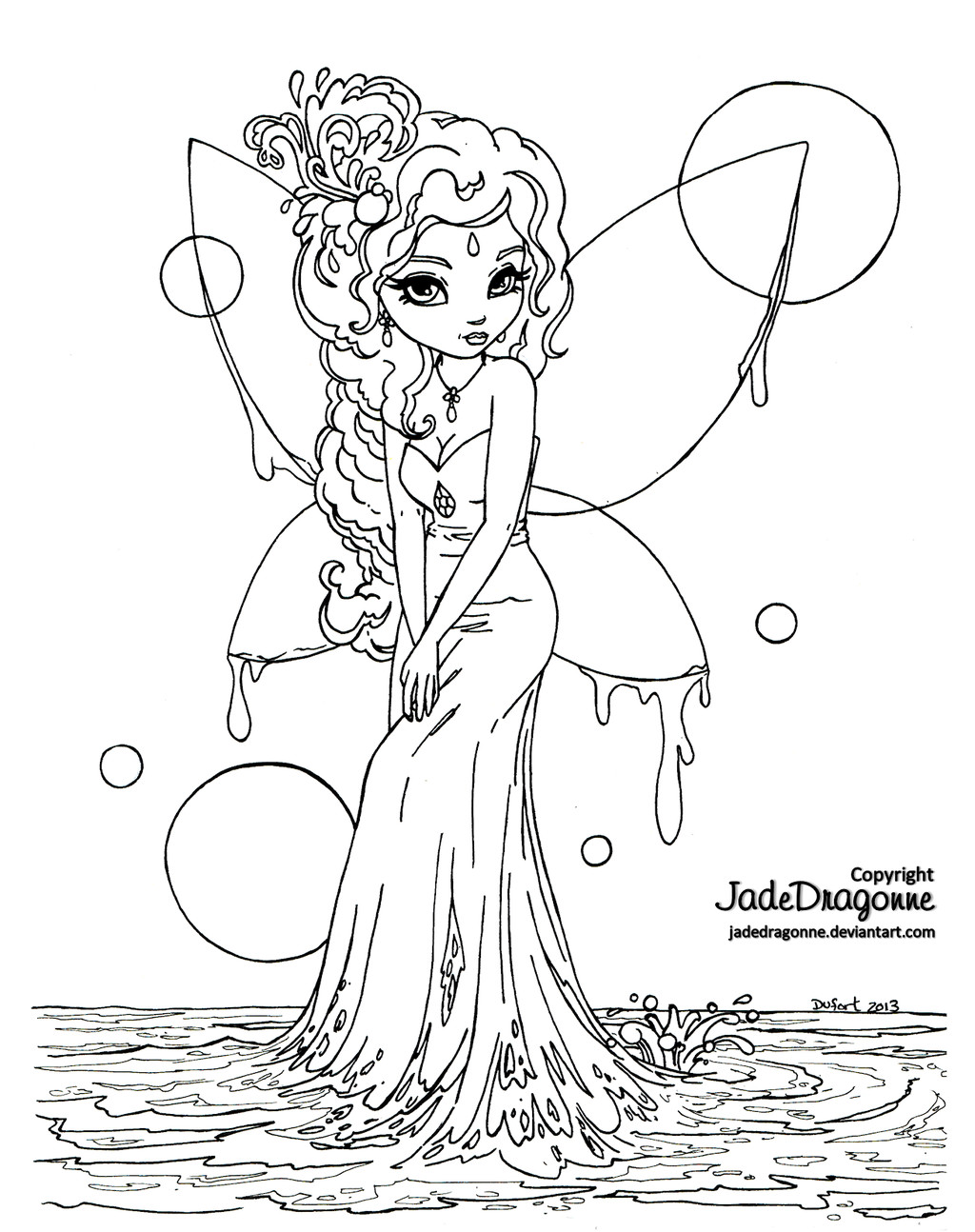 Coloring Pages For Girls Fairies
 Water Fairy Lineart by JadeDragonne on deviantART