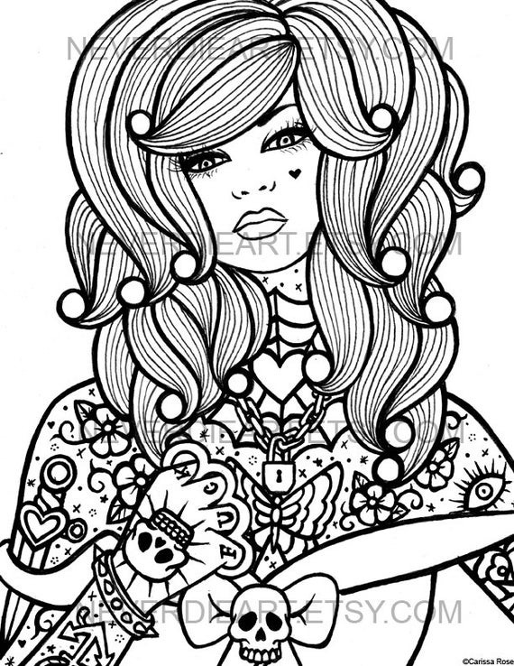 Coloring Pages For Girls Hard
 Digital Download Print Your Own Coloring Book Outline Page