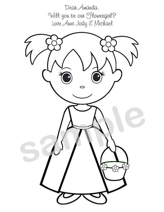 Coloring Pages For Girls Pdf
 Personalized Printable Flowergirl Wedding Party by