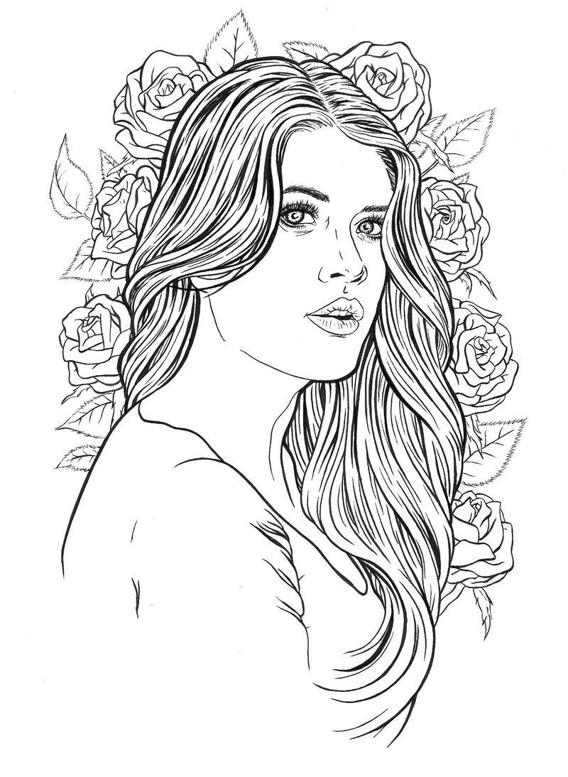 Coloring Pages For Girls People
 Beautiful lady