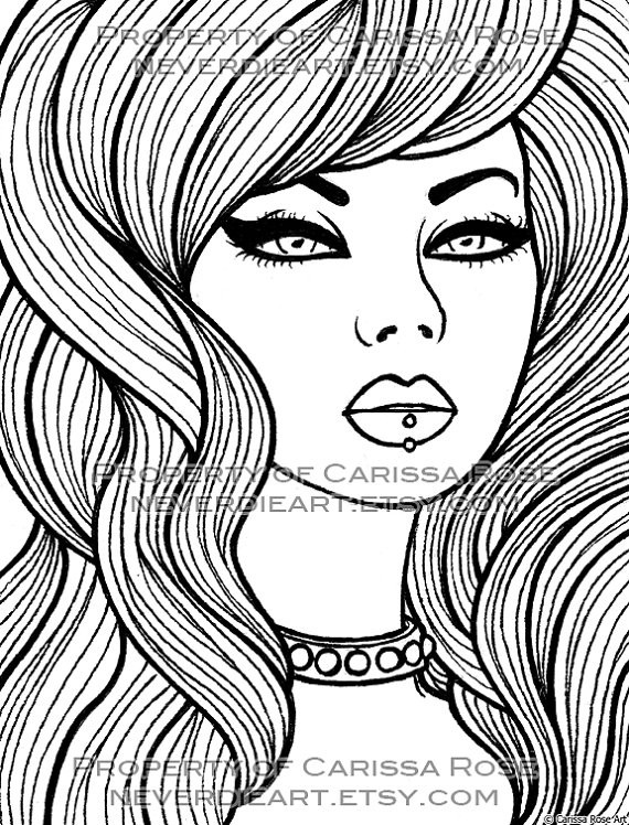 Coloring Pages For Girls People
 Digital Download Print Your Own Coloring Book Outline Page
