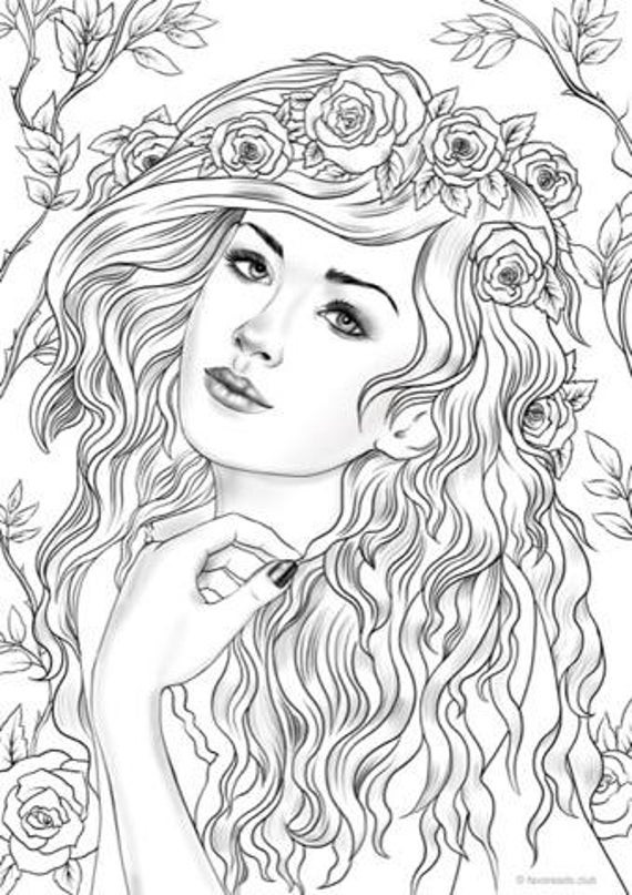 Coloring Pages For Girls People
 Nymph Printable Adult Coloring Page from Favoreads