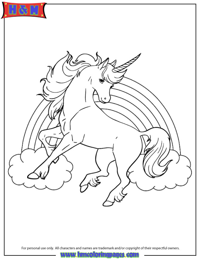 Coloring Pages For Girls Unicorn
 Unicorn Horse With Rainbow For Girls Coloring Page
